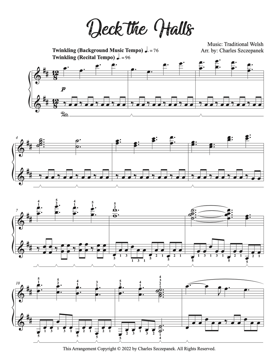 Deck The Halls - Sheet Music For Solo Piano – Charles Szczepanek