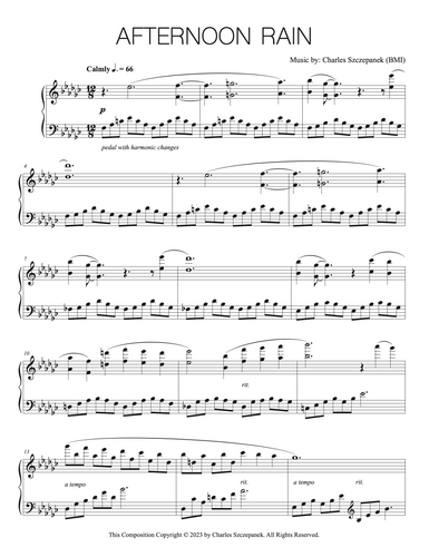 Afternoon Rain - Sheet Music for Solo Piano