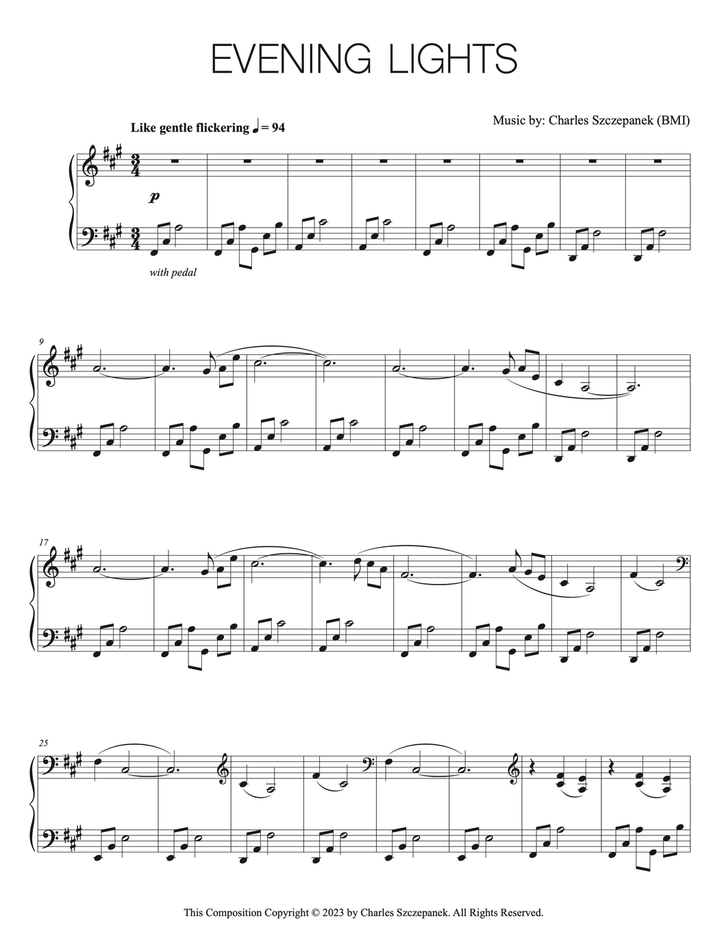 Evening Lights - Sheet Music for Solo Piano