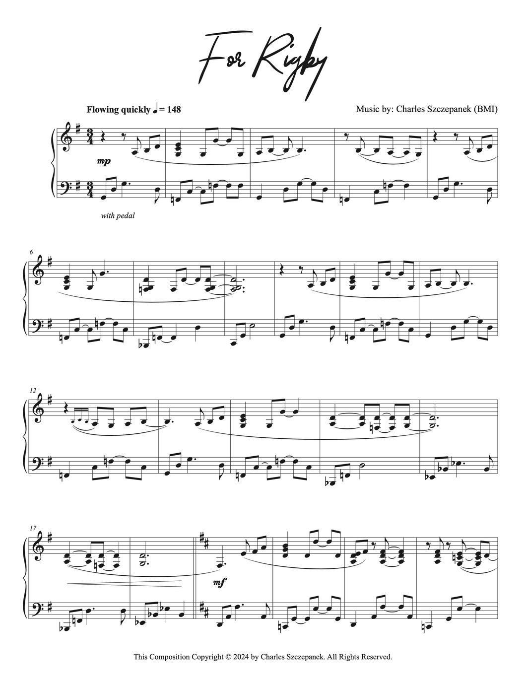 For Rigby - Sheet Music for Solo Piano