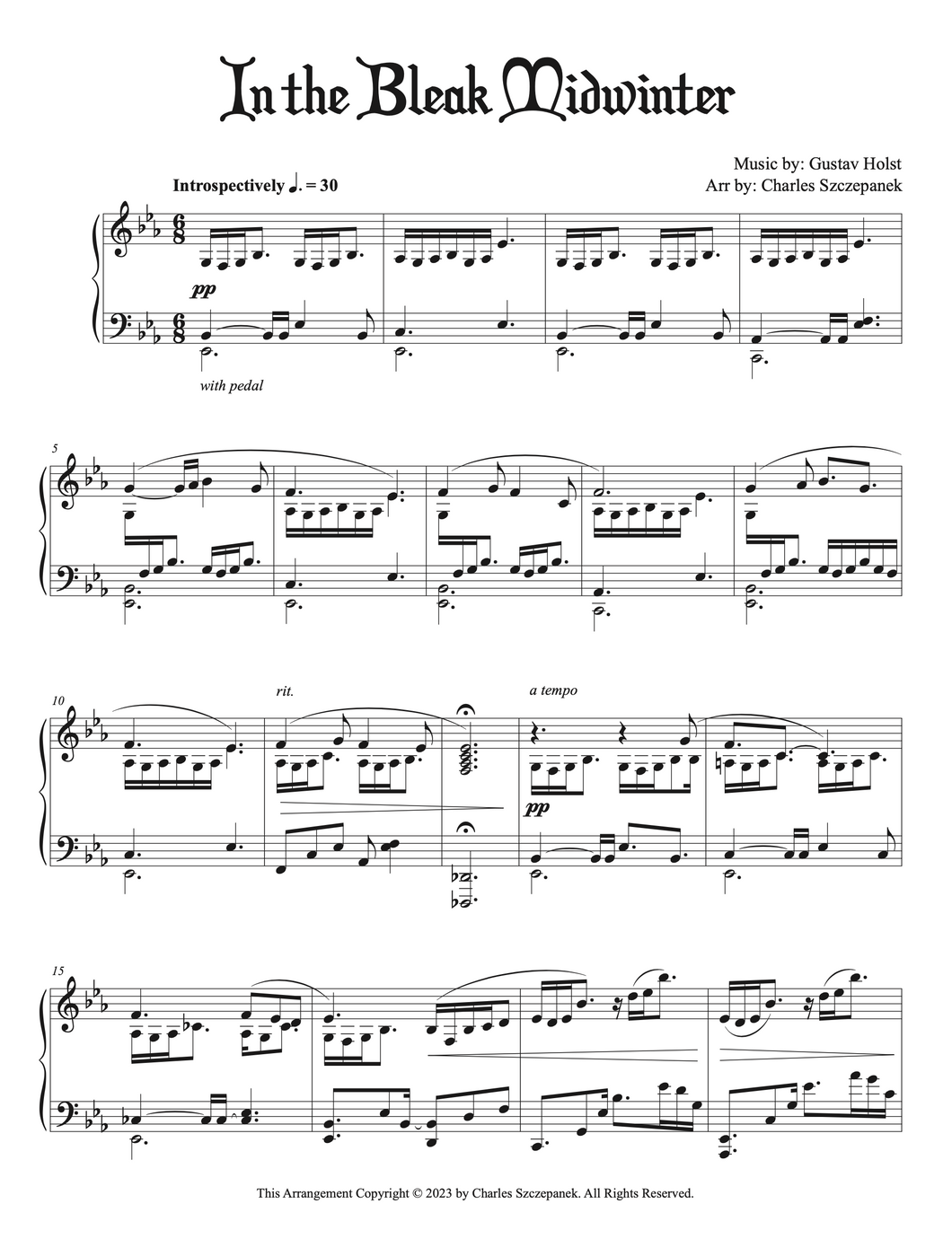 In the Bleak Midwinter - Sheet Music for solo piano