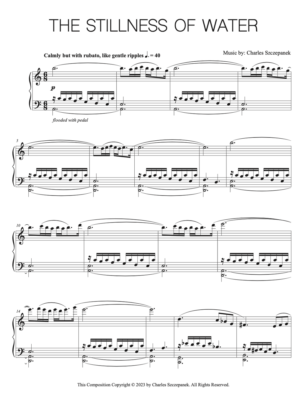 The Stillness of Water - Sheet Music for Solo Piano