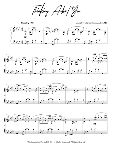 Thinking About You - Sheet Music for Solo Piano