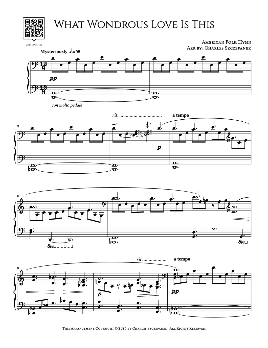 What Wondrous Love Is This - Sheet Music for Solo Piano
