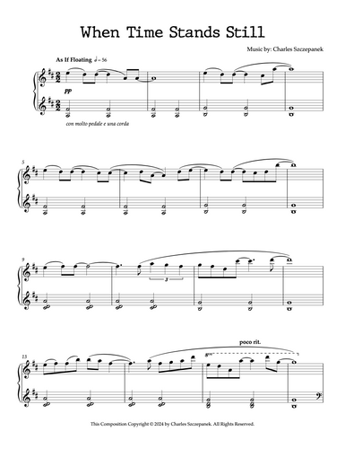 When Time Stands Still - Sheet Music for Solo Piano