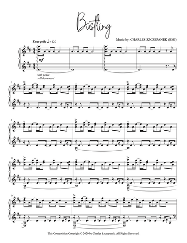 Bustling - Sheet Music for Solo Piano