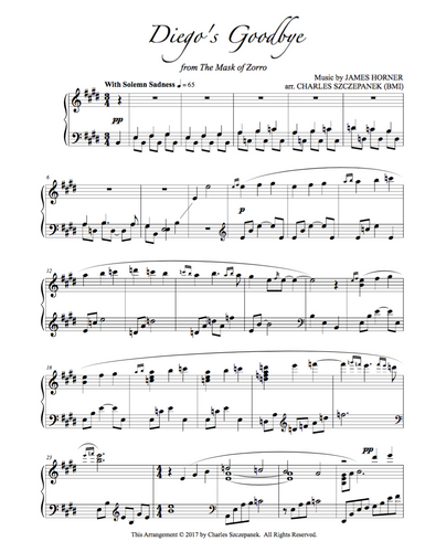 Diego's Goodbye-Sheet Music for Solo Piano