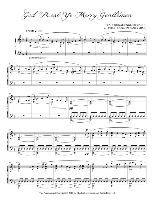 God Rest Ye Merry Gentlemen - Sheet Music for Solo Piano