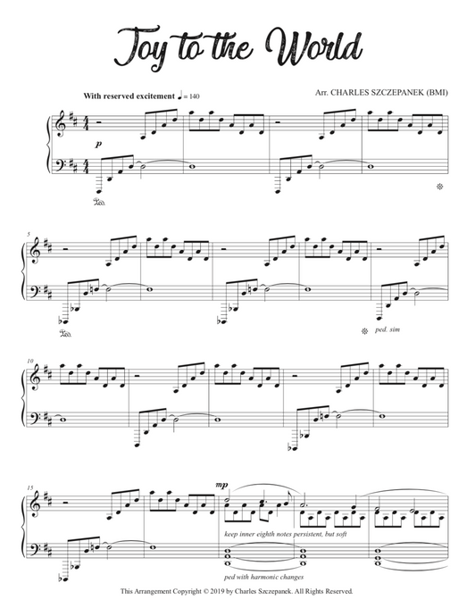 Joy to the World - Sheet Music for Solo Piano