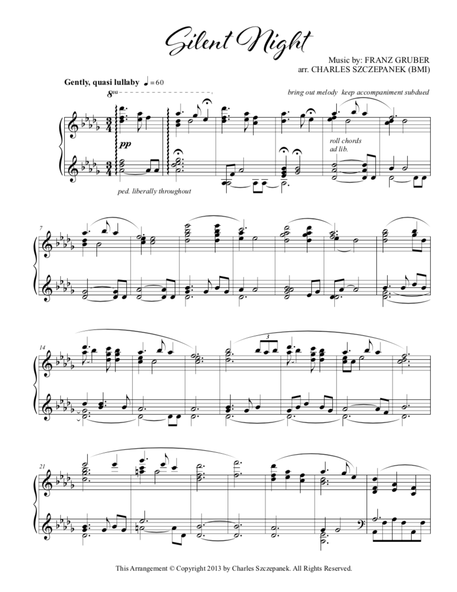 Silent Night-Sheet Music for Solo Piano
