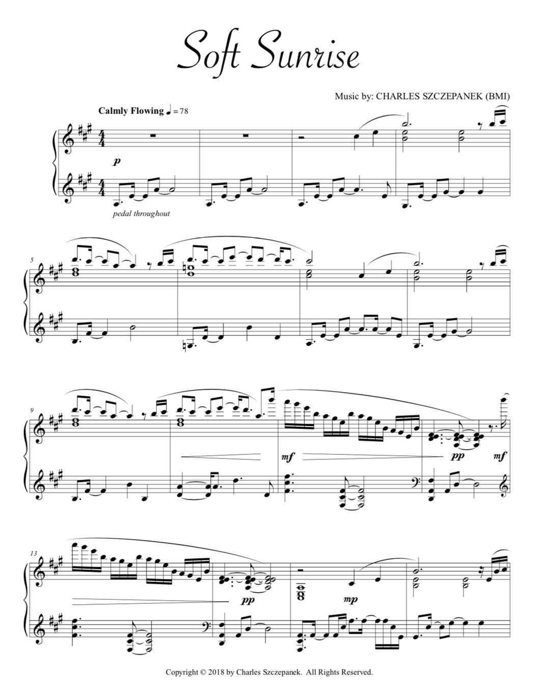 Soft Sunrise-Sheet Music for Solo Piano