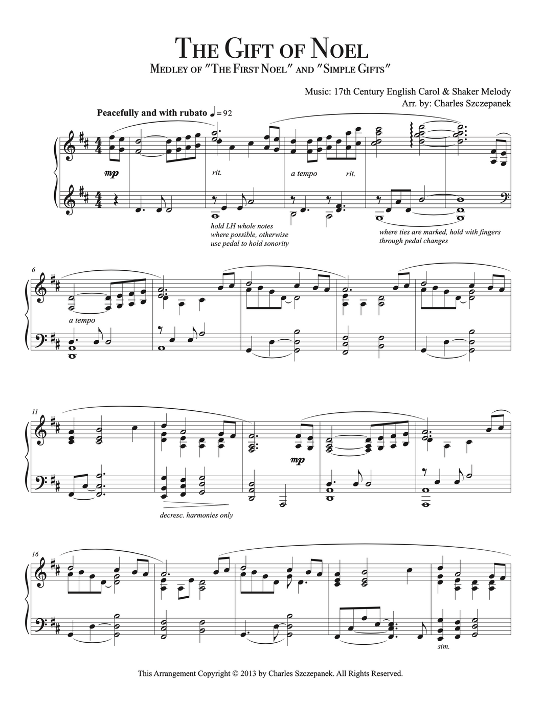 The Gift of Noel-Sheet Music for Solo Piano
