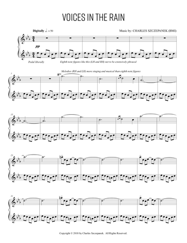 Voices in the Rain-Sheet Music for solo piano